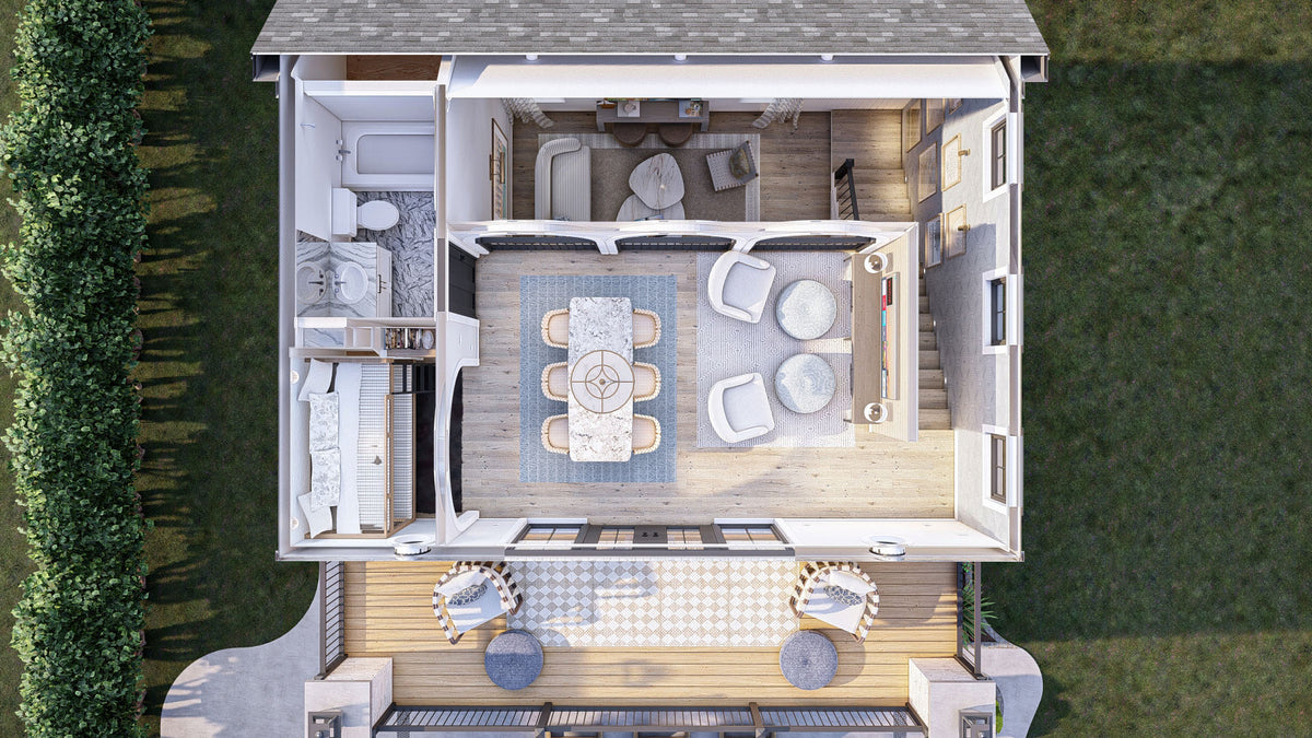 G7893-A Modern Cottage Pool House 3D Second Floor, 2 Bathrooms | Calypso Bay 30234 
