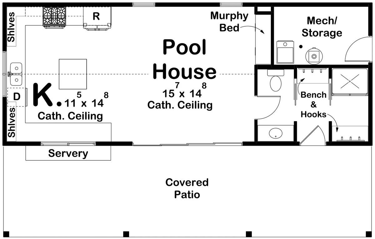 Cove Creek Pool House Plan - Archival Designs House Plans, floor plan