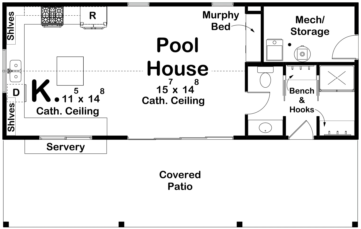 Cove Creek Pool House Plan - Archival Designs House Plans