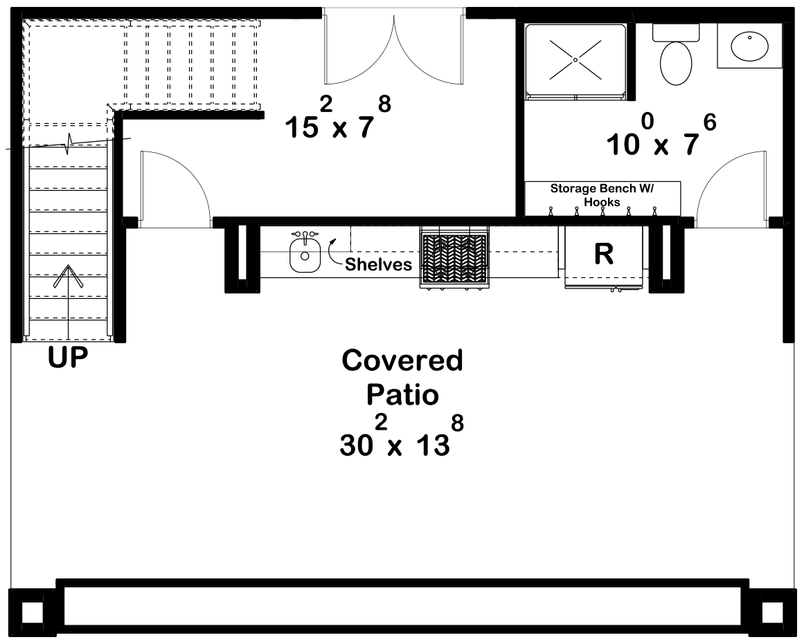 G7884-A Modern Pool House with Bathroom First Floor Plan | Niagara Falls 30255 