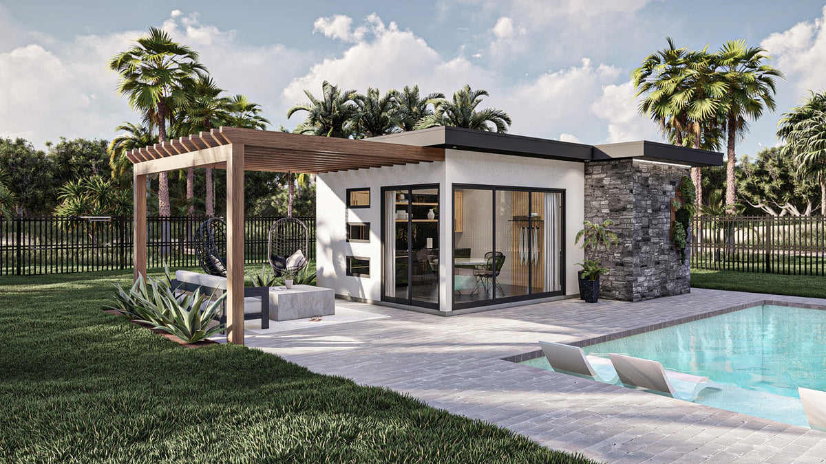 G7907-A Modern Pool House with Bathroom | Albany Flats 30256 Exterior-2