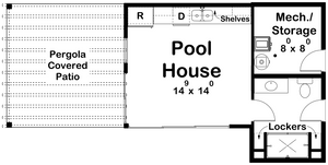 G7907-A Modern Pool House with Bathroom First Floor Plan| Albany Flats 30256