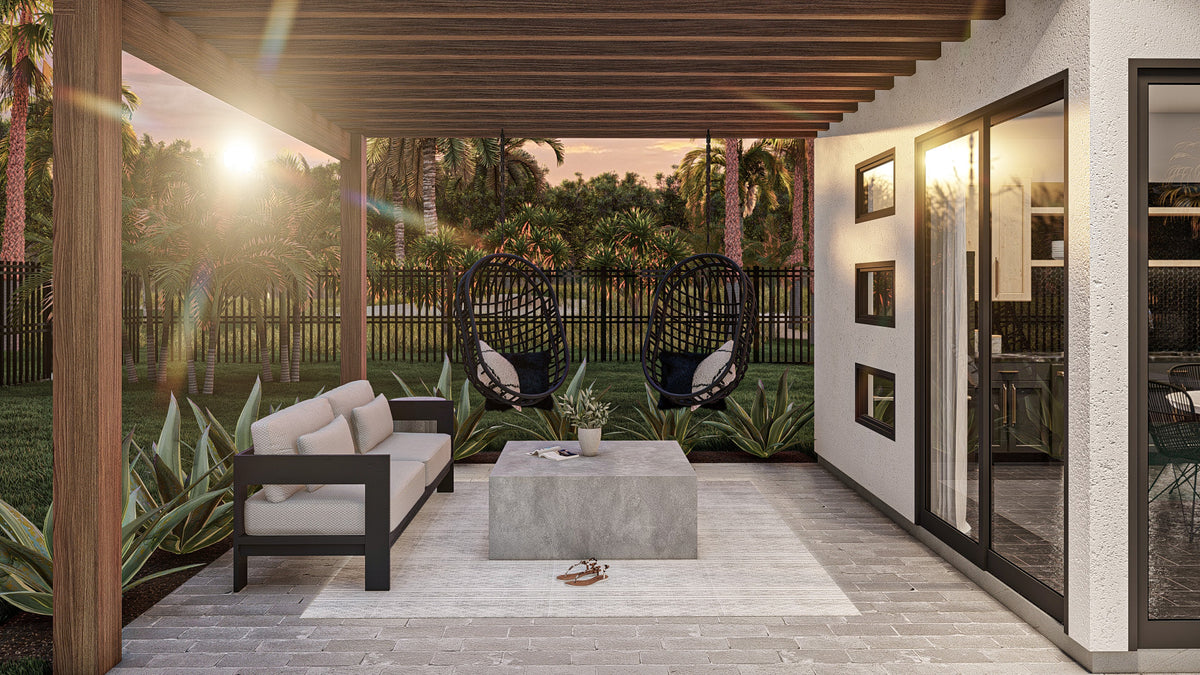 G7907-A Modern Pool House with Bathroom Covered Patio | Albany Flats 30256