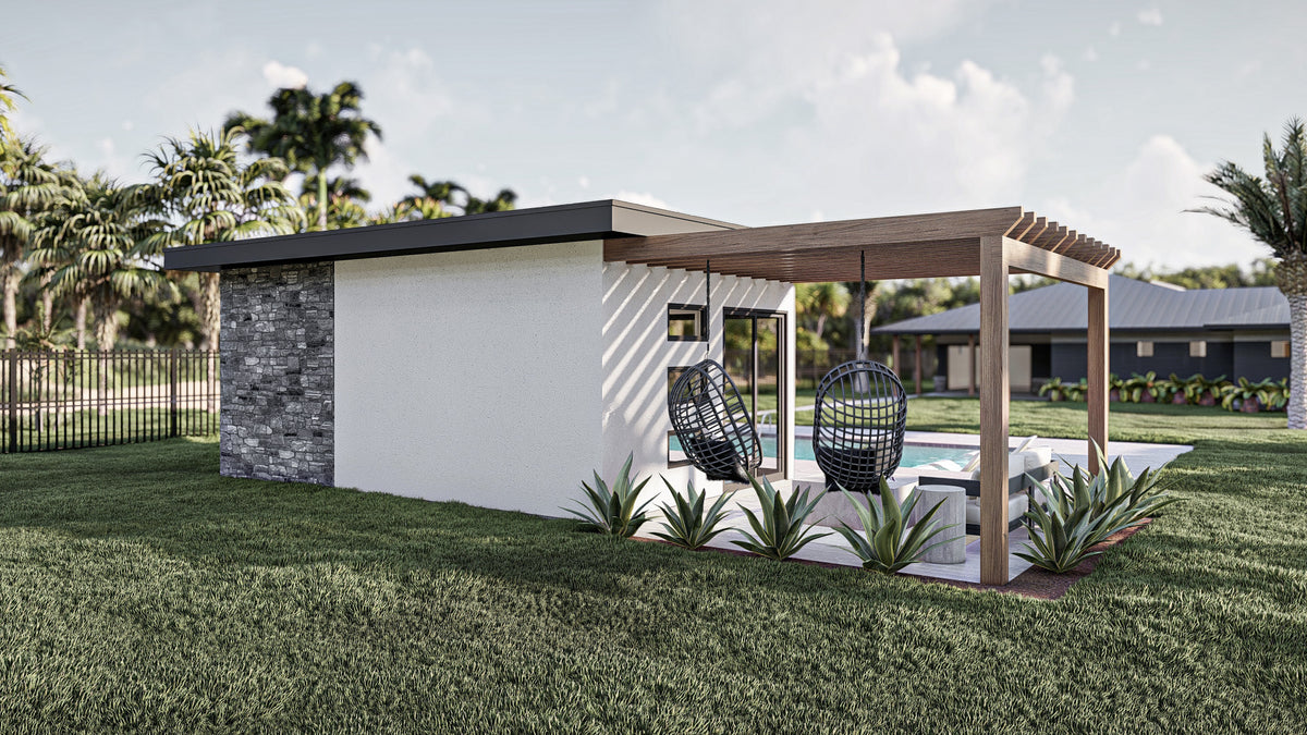 G7907-A Modern Pool House with Bathroom | Albany Flats 30256 Exterior-4