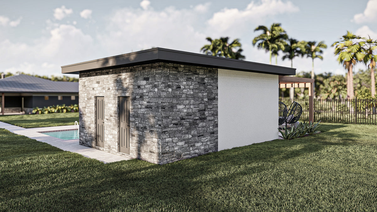 G7907-A Modern Pool House with Bathroom | Albany Flats 30256 Exterior-3