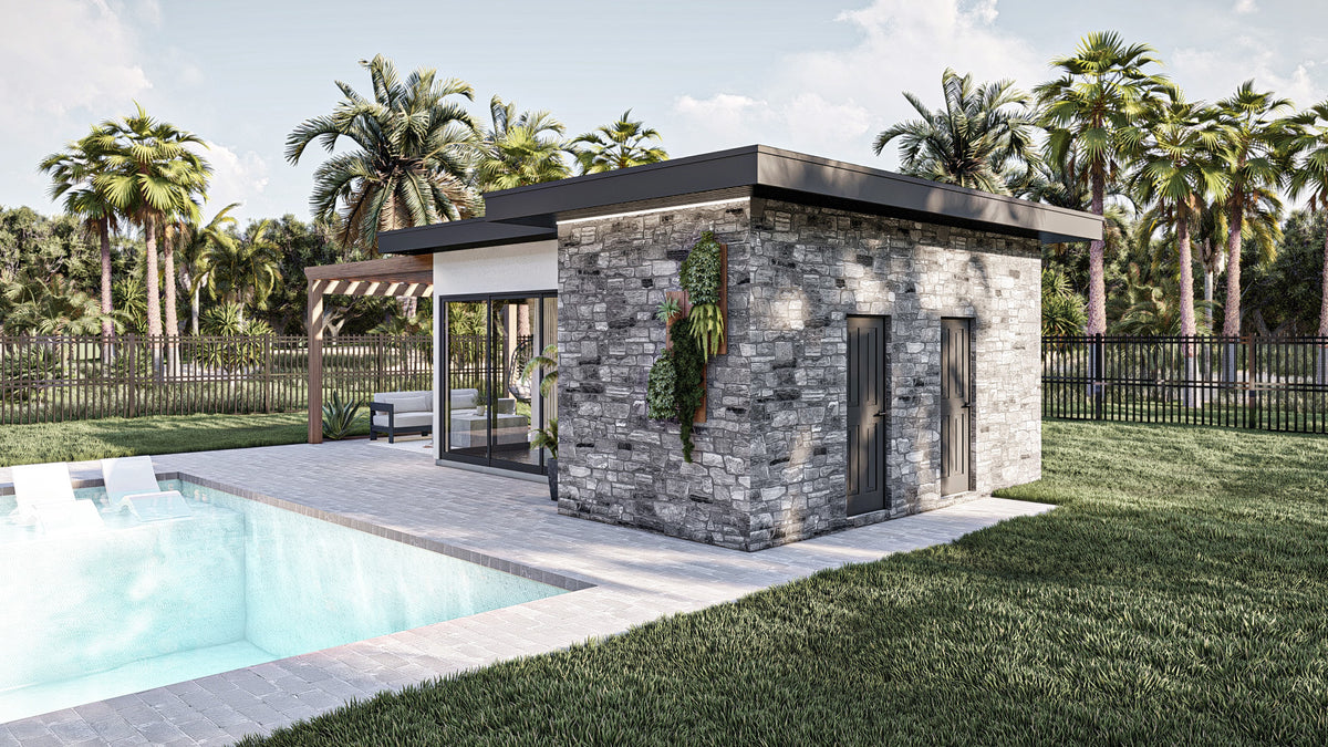 G7907-A Modern Pool House with Bathroom | Albany Flats 30256 Exterior-5