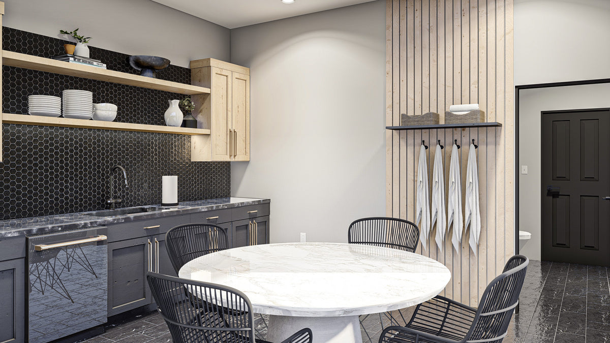 G7907-A Modern Pool House with Bathroom | Albany Flats 30256 Dining