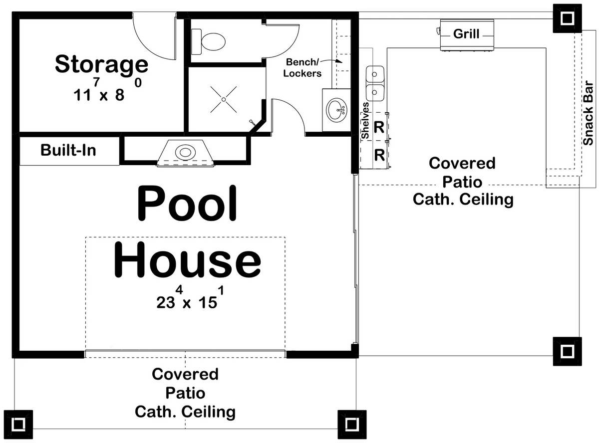 Steamboat Springs Pool House Plan - Archival Designs House Plans, floor plan