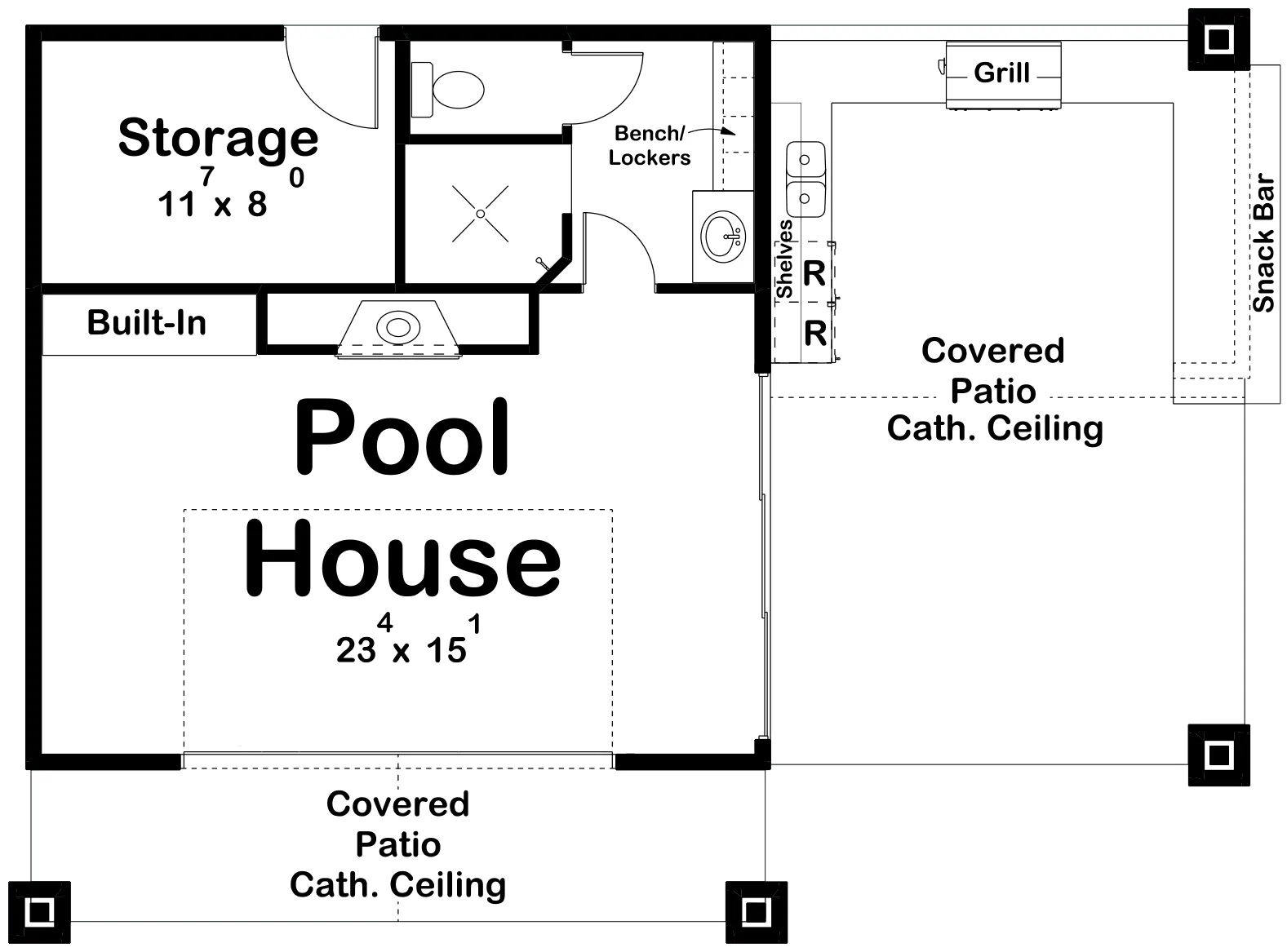 Steamboat Springs Pool House Plan - Archival Designs House Plans