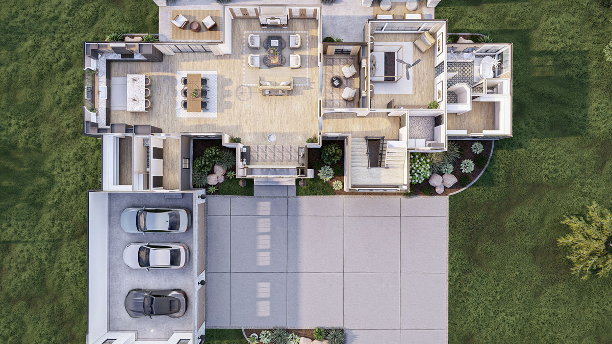 G7997-A Modern French Country House 3D First Floor, 4 Bedrooms, 4 Bathrooms | Camelback Ranch 30289 