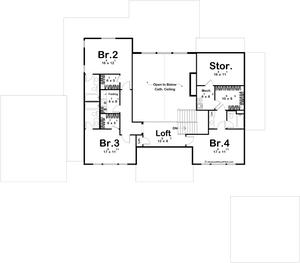 G7998-A Craftsman House Second Floor Plan, 4 Bedrooms, 4.5 Bathrooms | Live Oak 30310 