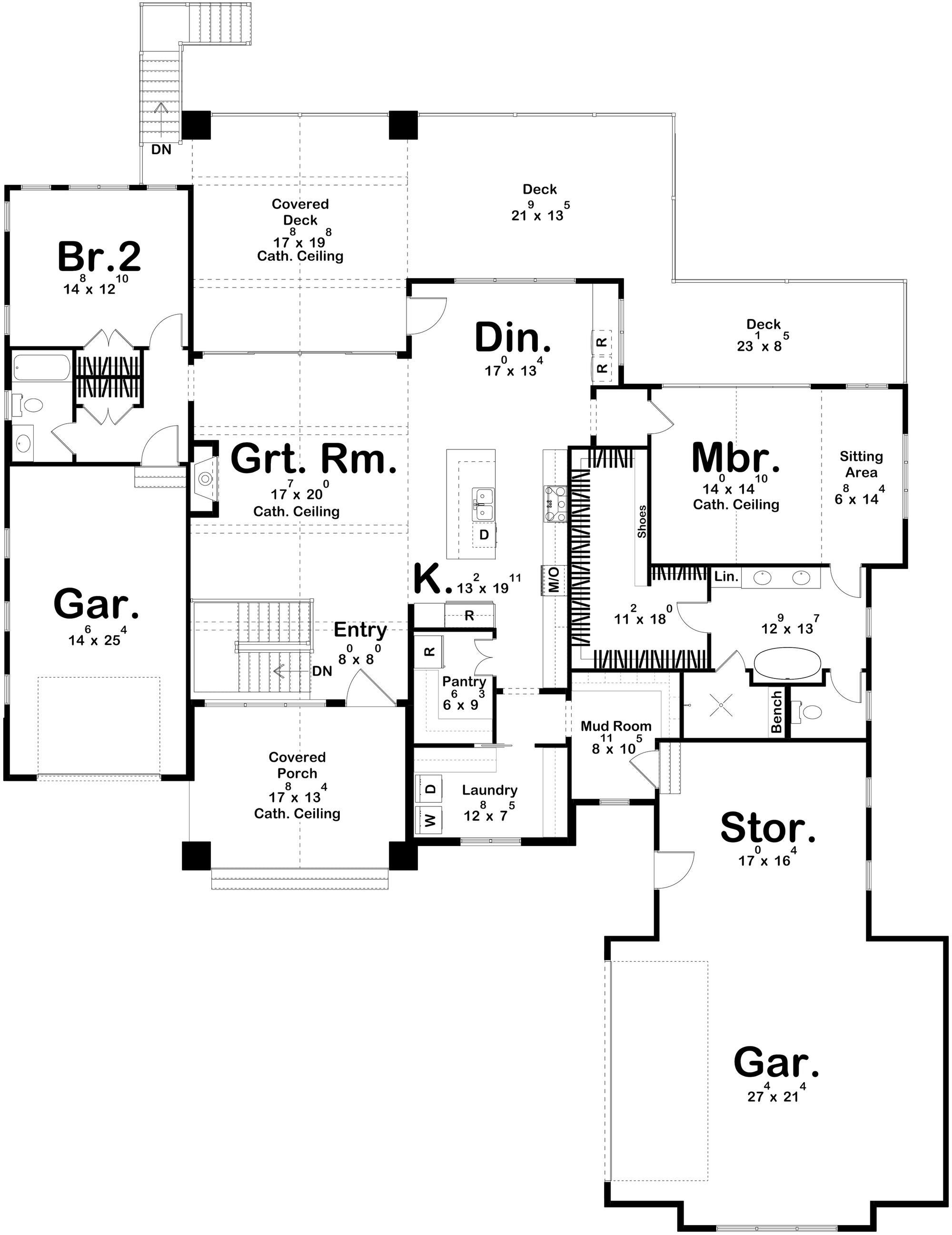 G7886-A Craftsman House First Floor Plan, 2 to 4 Bedrooms, 2 to 4 Bathrooms | Loren Hills 30138 