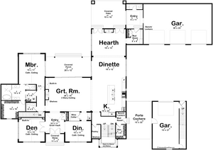 G7878-A Modern Cottage First Floor Plan, 5 Bedrooms, 4 Bathrooms, 2 Half Bathrooms | Fort Worth 30346