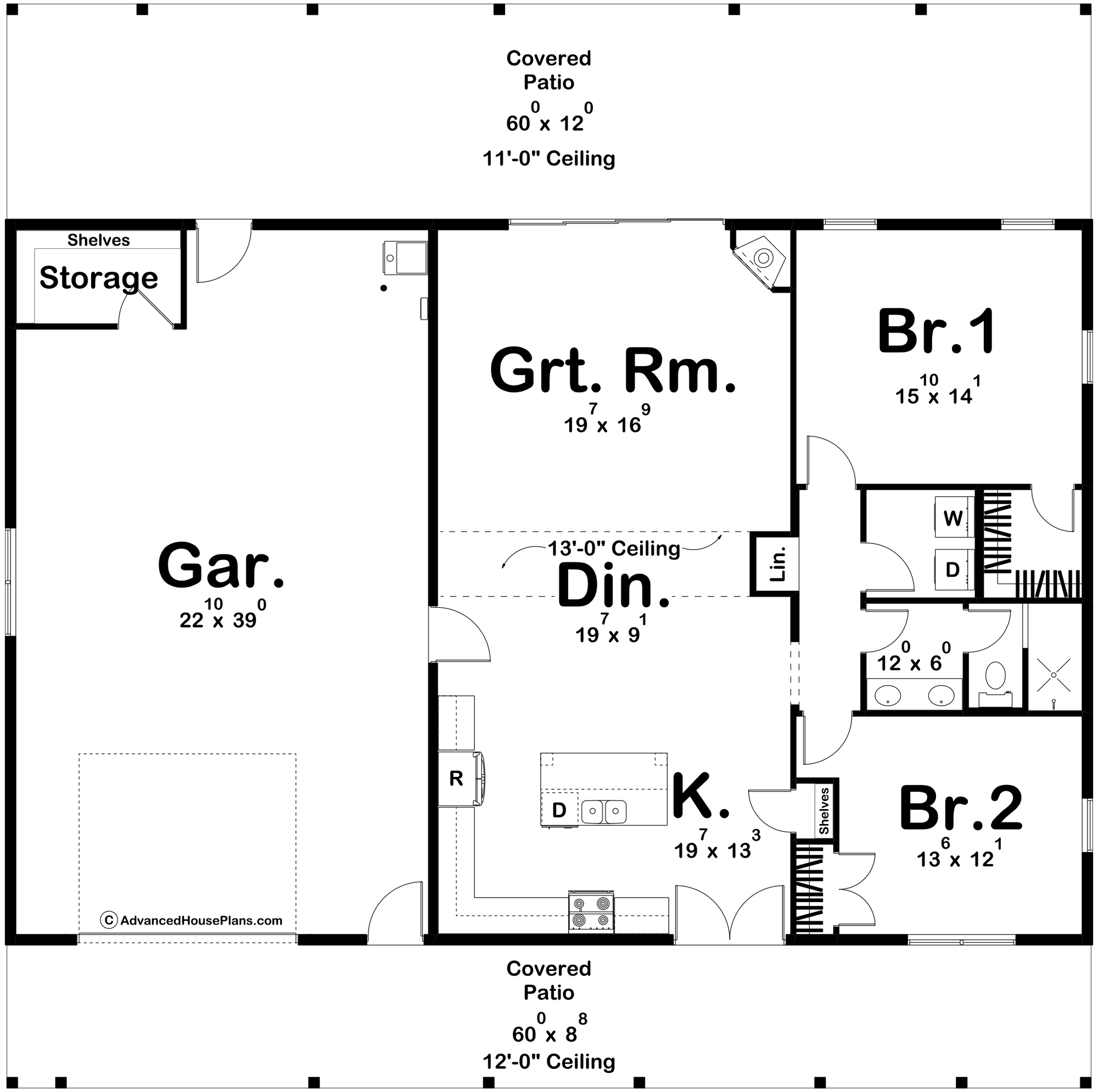 G7896-A Barndominium House First Floor Plan, 2 Bedrooms, 1 Bathroom | Springer Farm 30357 