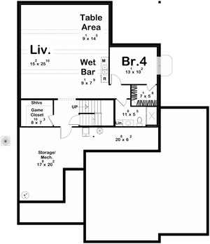 G7958-A Modern Farmhouse Optional Finished Basement Floor Plan, 3 Bedrooms, 2 Bathrooms | Highland Hills 30358 