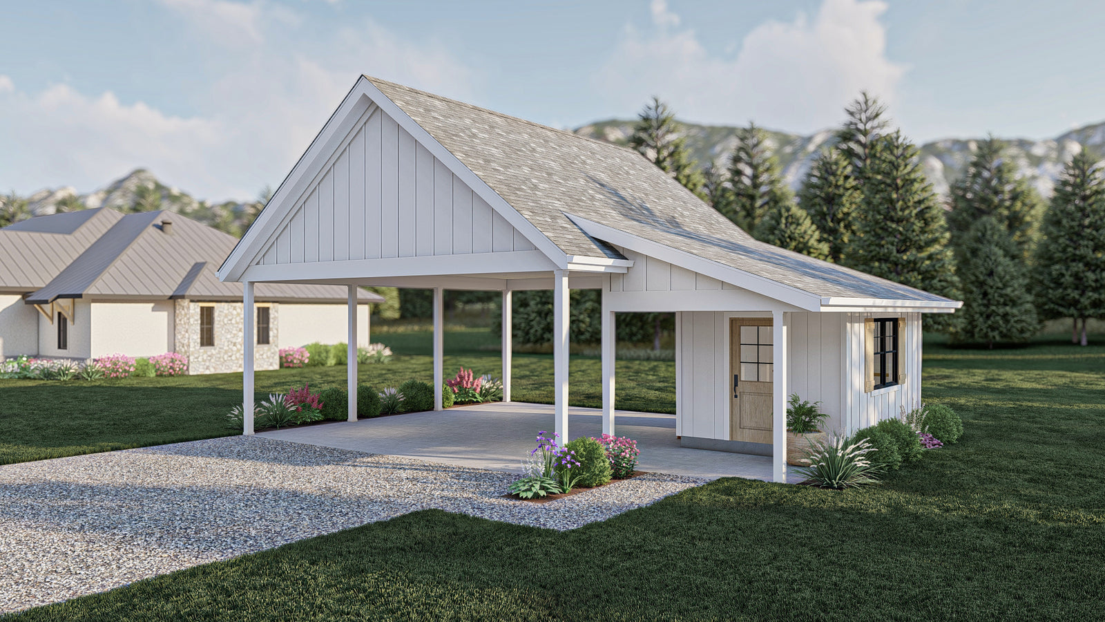 G7906-A Modern Garage with Workshop | Roscoe 30383 Exterior