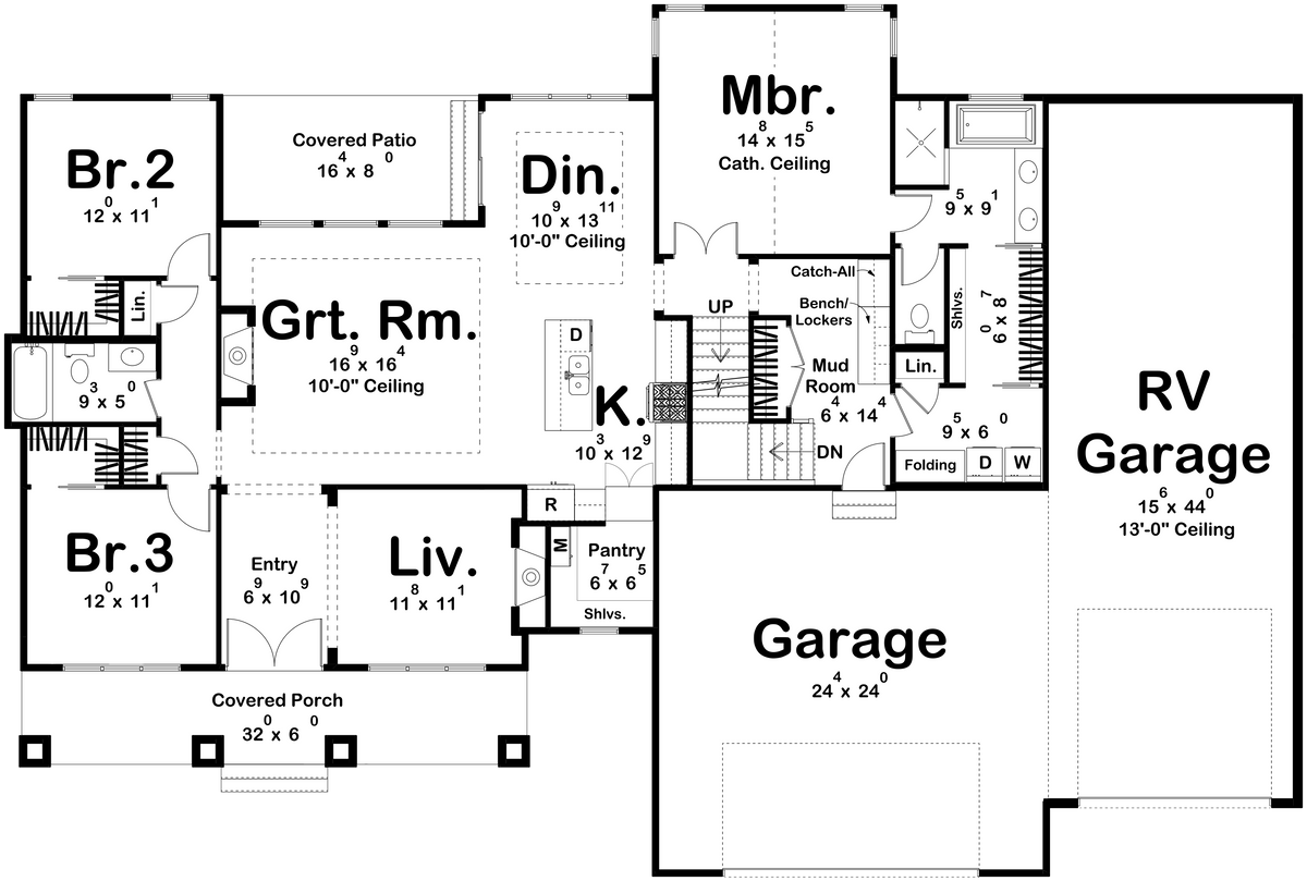 G7903-A Modern Farmhouse First Floor Plan, 3 to 5 Bedrooms, 2 to3 Bathrooms | McClure 30397 