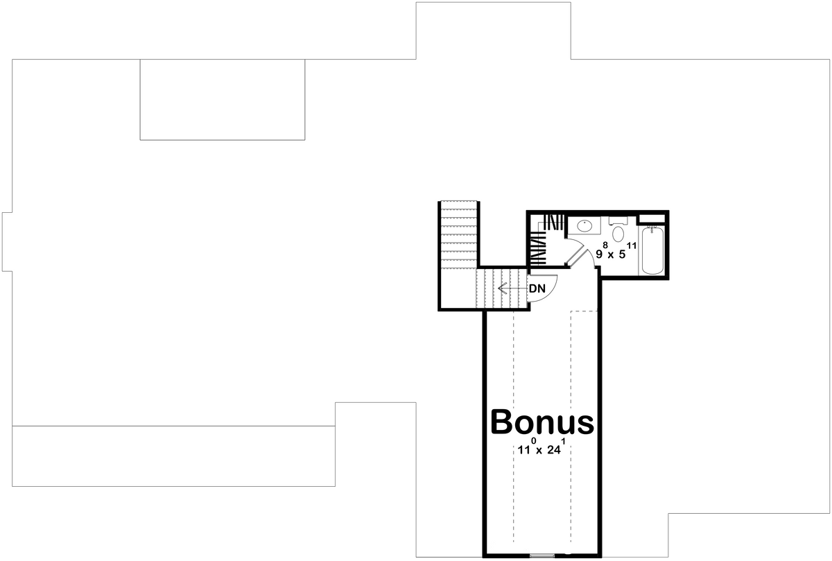 G7903-A Modern Farmhouse Bonus Room Floor Plan, 3 to 5 Bedrooms, 2 to3 Bathrooms | McClure 30397 