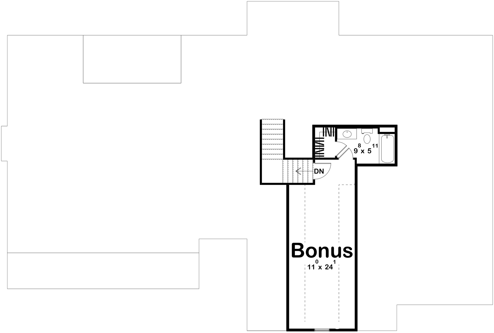 G7903-A Modern Farmhouse Bonus Room Floor Plan, 3 to 5 Bedrooms, 2 to3 Bathrooms | McClure 30397 
