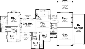 G7904-A Modern Cottage House First Floor Plan, 3 Bedrooms, 2.5 Bathrooms | Barrett Park 30398 
