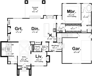 G7902-A Modern Cottage House First Floor Plan, 4 Bedrooms, 4.5 Bathrooms | Charlottesville 30407
