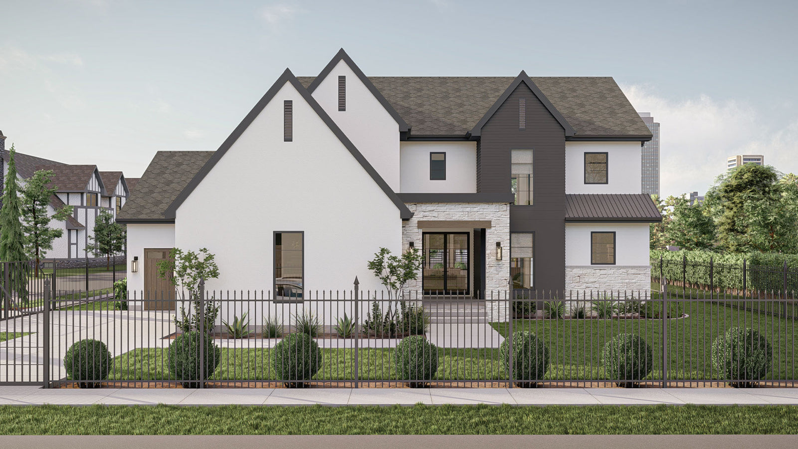 G8223-A Modern Cottage House, 5 to 7 Bedrooms, 3.5 to 5.5 Bathrooms | Marshall Way House Plan Exterior
