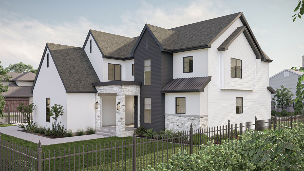 G8223-A Modern Cottage House, 5 to 7 Bedrooms, 3.5 to 5.5 Bathrooms | Marshall Way House Plan Exterior-3