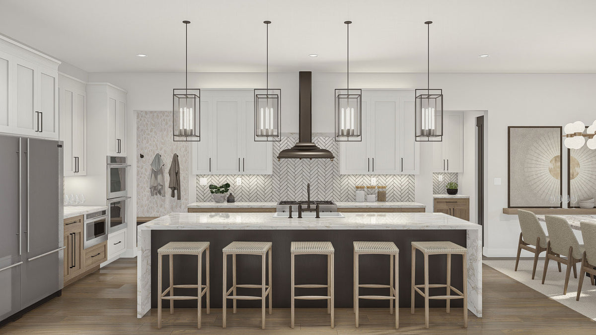 G8223-A Modern Cottage House Kitchen, 5 to 7 Bedrooms, 3.5 to 5.5 Bathrooms | Marshall Way House Plan 