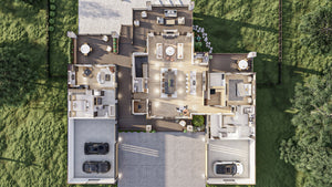 G8222-A Modern Mountain House, 2 to 4 Bedrooms, 2.5 to 5.5 Bathrooms | Sequoia House Plan Dollhouse