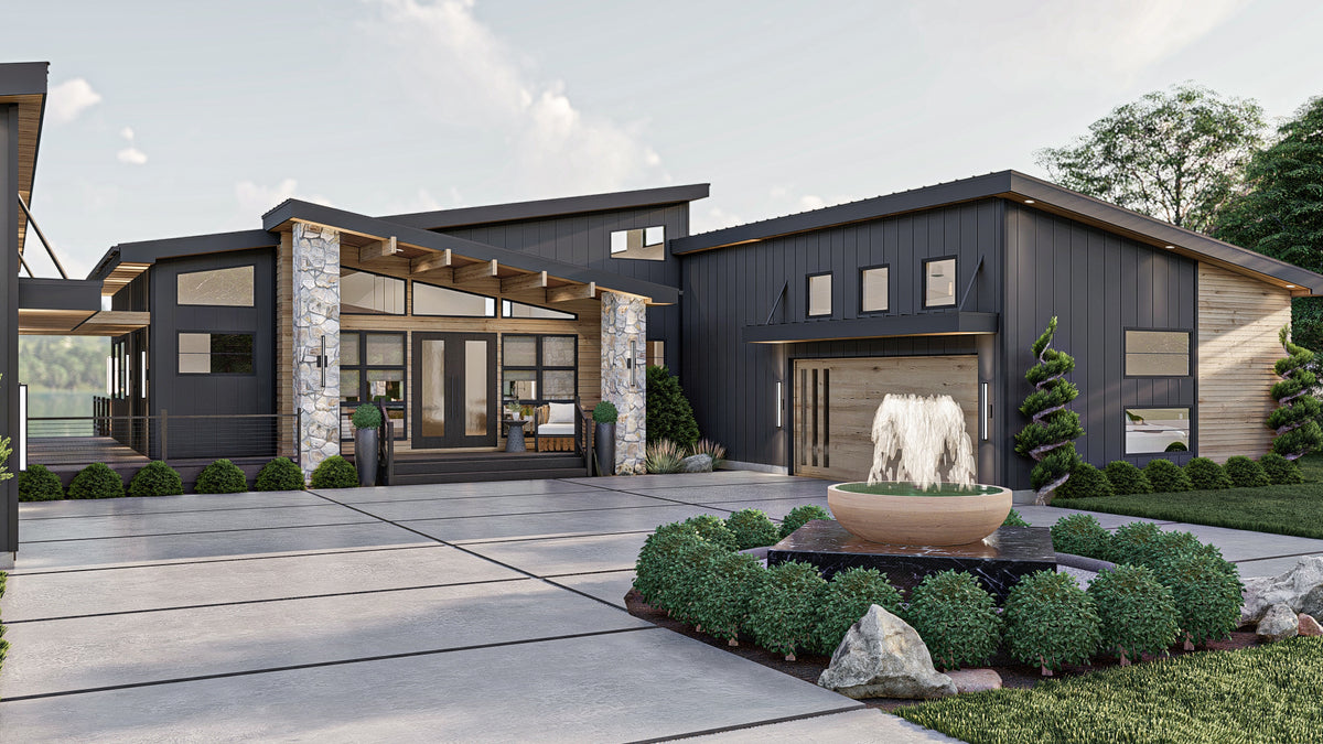 G8222-A Modern Mountain House, 2 to 4 Bedrooms, 2.5 to 5.5 Bathrooms | Sequoia House Plan Exterior-4
