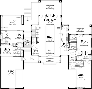 G8222-A Modern Mountain House First Floor Plan, 2 to 4 Bedrooms, 2.5 to 5.5 Bathrooms | Sequoia House Plan 