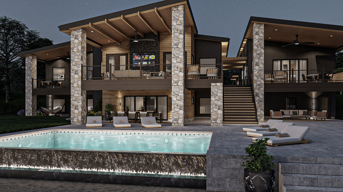 G8222-A Modern Mountain House, 2 to 4 Bedrooms, 2.5 to 5.5 Bathrooms | Sequoia House Plan Exterior-5