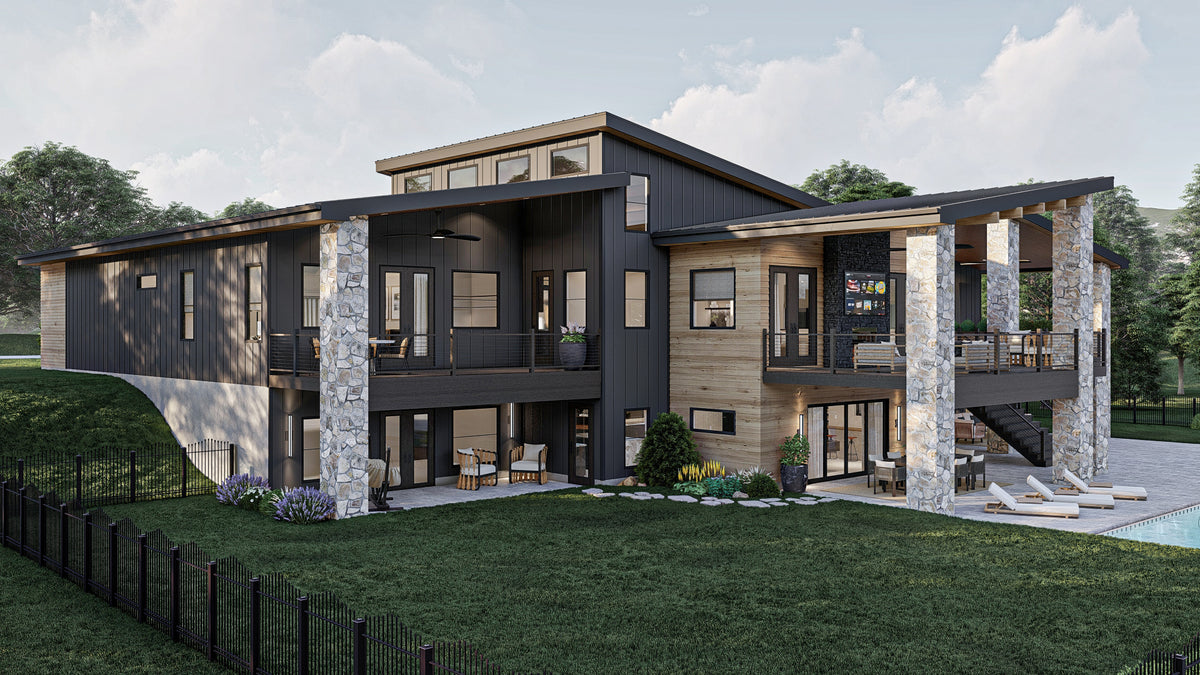 G8222-A Modern Mountain House, 2 to 4 Bedrooms, 2.5 to 5.5 Bathrooms | Sequoia House Plan Exterior-7