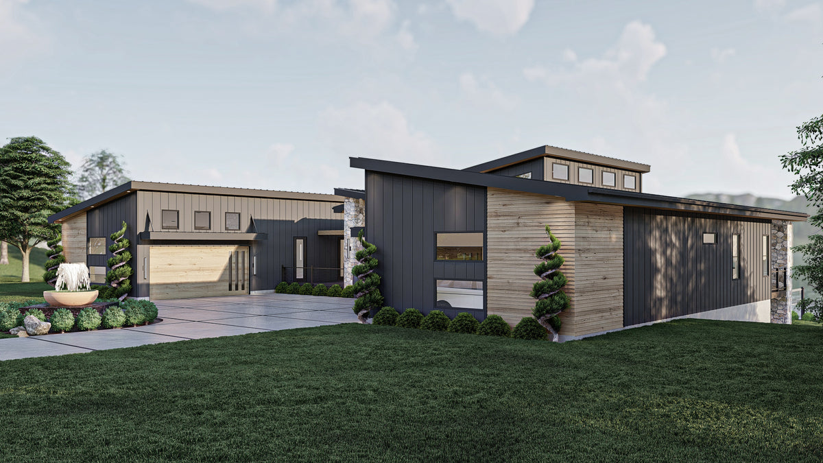G8222-A Modern Mountain House, 2 to 4 Bedrooms, 2.5 to 5.5 Bathrooms | Sequoia House Plan Exterior-8