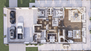 G7880-A Barndominium House 3D First Floor, 3 Bedrooms, 2 Bathrooms | Chimney Rock 30438