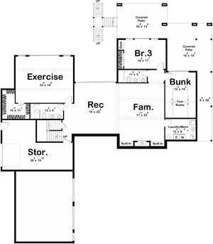 G7905-A Contemporary House Basement Floor Plan, 2 Bedrooms, 2.5 Bathrooms | Marshbrooke 30458 