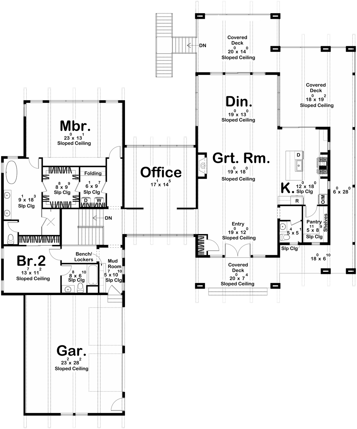 G7905-A Contemporary House First Floor Plan, 2 Bedrooms, 2.5 Bathrooms | Marshbrooke 30458 