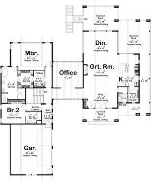 G7905-A Contemporary House First Floor Plan, 2 Bedrooms, 2.5 Bathrooms | Marshbrooke 30458 