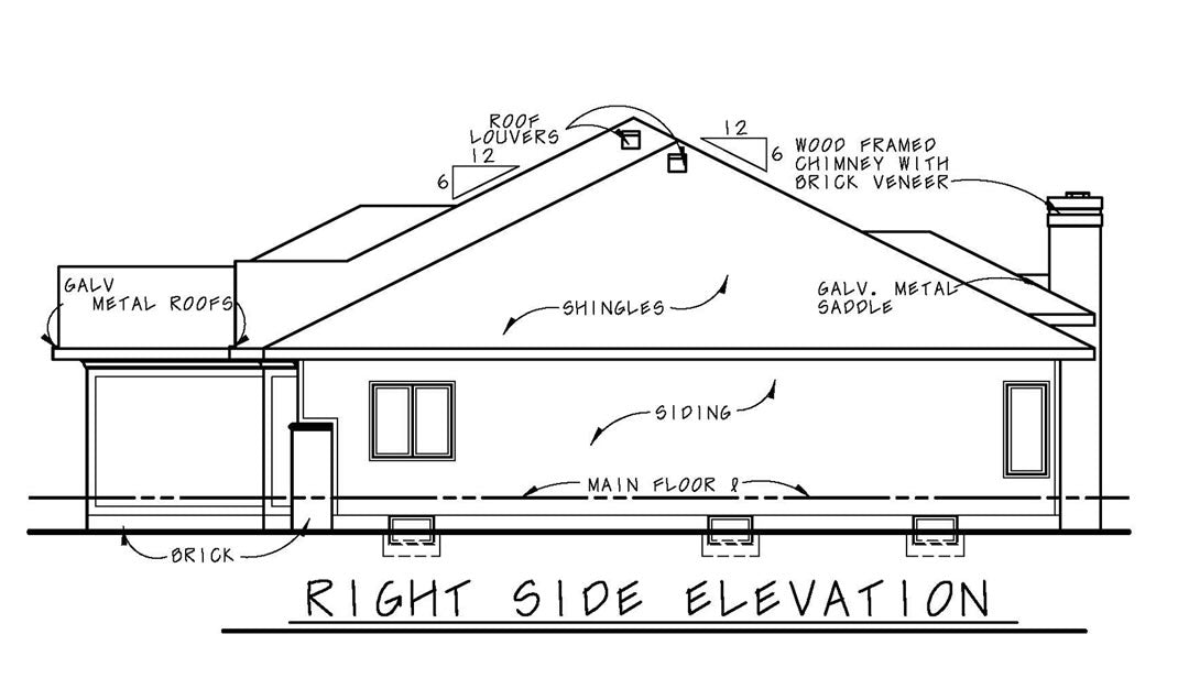 AB8088-A Traditional House, 3 Bedrooms, 2.5 Bathrooms | Montgomery II House Plan Right Elevation