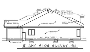 AB8088-A Traditional House, 3 Bedrooms, 2.5 Bathrooms | Montgomery II House Plan Right Elevation