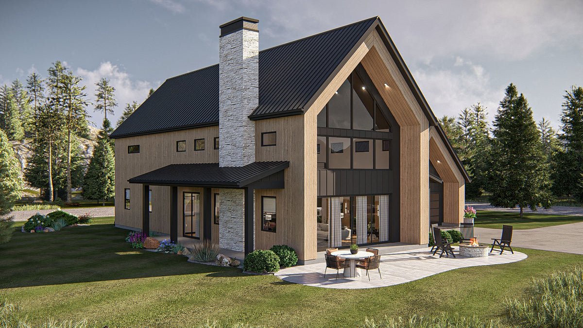 G7889-A Scandinavian Barndominium House, 3 Bedrooms, 2.5 Bathrooms | Hazelwood 30589 Exterior-3