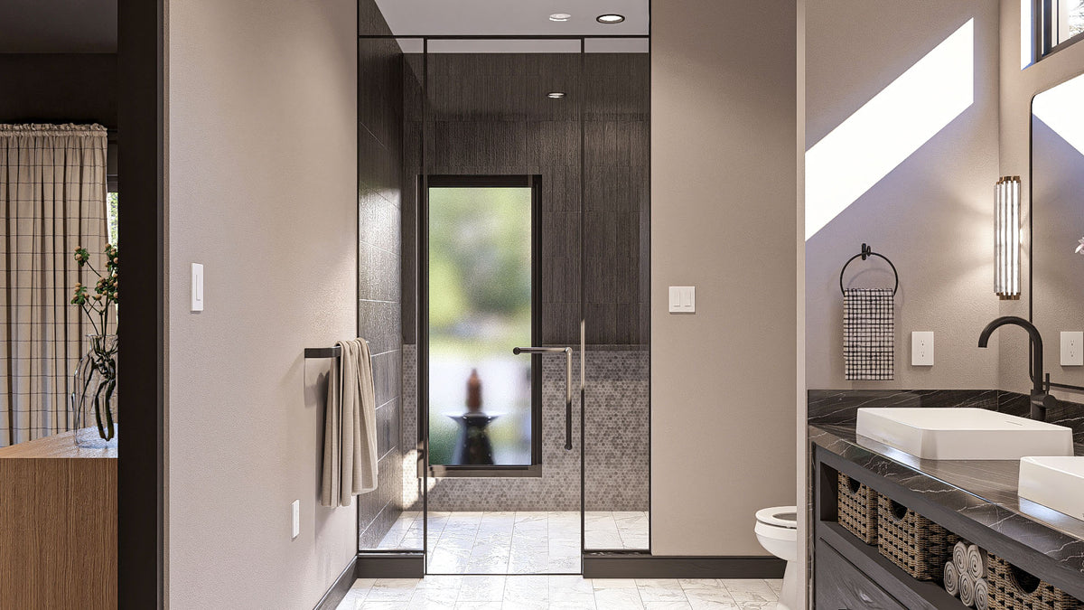 G7889-A Scandinavian Barndominium House Master Bathroom, 3 Bedrooms, 2.5 Bathrooms | Hazelwood 30589 
