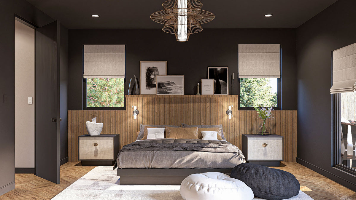 G7889-A Scandinavian Barndominium House Master Bedroom, 3 Bedrooms, 2.5 Bathrooms | Hazelwood 30589 