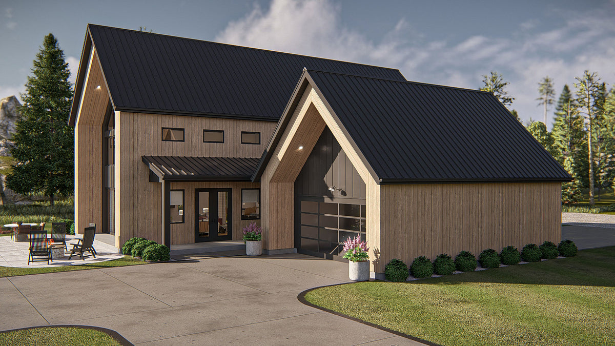 G7889-A Scandinavian Barndominium House, 3 Bedrooms, 2.5 Bathrooms | Hazelwood 30589 Exterior-6