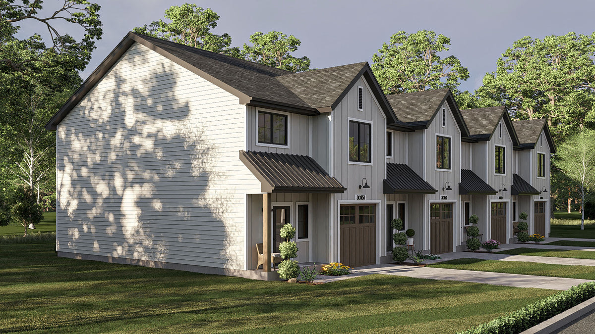 G7877-A Modern Farmhouse Quadplex, 3 Bedrooms, 2.5 Bathrooms per unit | Buttonwood 30629 Exterior-2