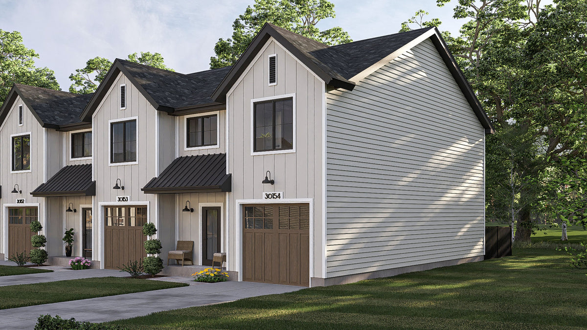 G7877-A Modern Farmhouse Quadplex, 3 Bedrooms, 2.5 Bathrooms per unit | Buttonwood 30629 Exterior-4