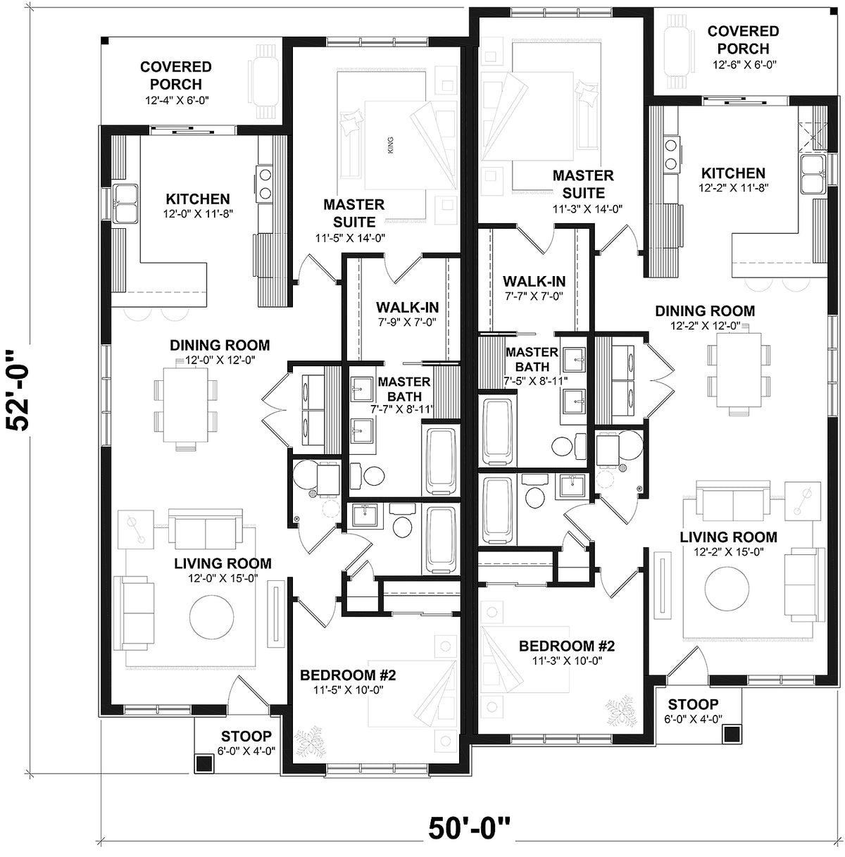 T8034-A Craftsman Duplex House First Floor Plan, 4 Bedrooms, 4 Bathrooms | Ferguson 3067 