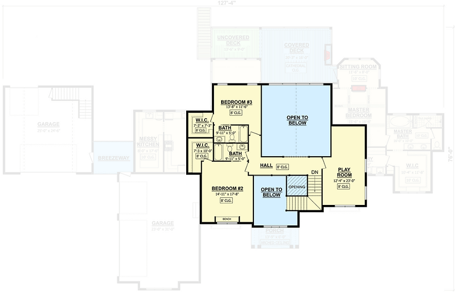 AJ7674-A French Country House Second Floor Plan, 4 Bedrooms, 3.5 Bathrooms | Plan 1010 