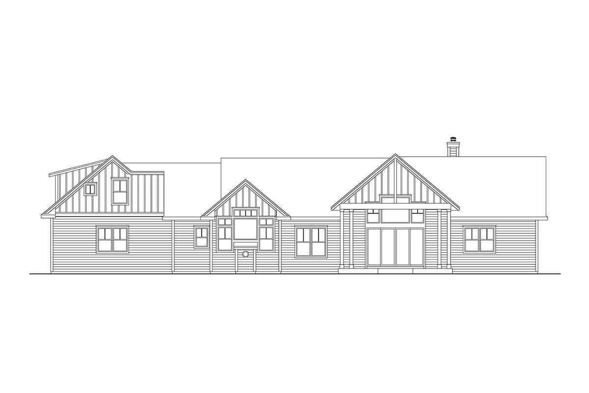 AM7668-A Craftsman House Rear Elevation, 4 Bedrooms, 3 Bathrooms, 2 Half Bathrooms | Wintercreeper House Plan