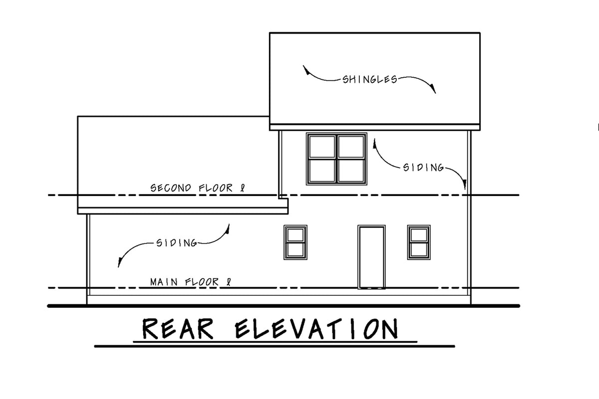 AB7946-A Traditional House, 3 Bedrooms, 2.5 Bathrooms | Vera 31013 Rear Elevation